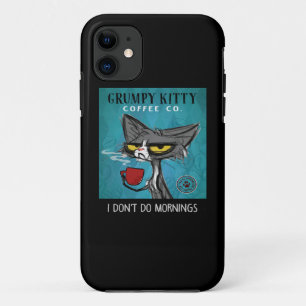 Tuxedo Cat Coffee I Don't Do Mornings Grumpy Kitty Case-Mate iPhone Hülle