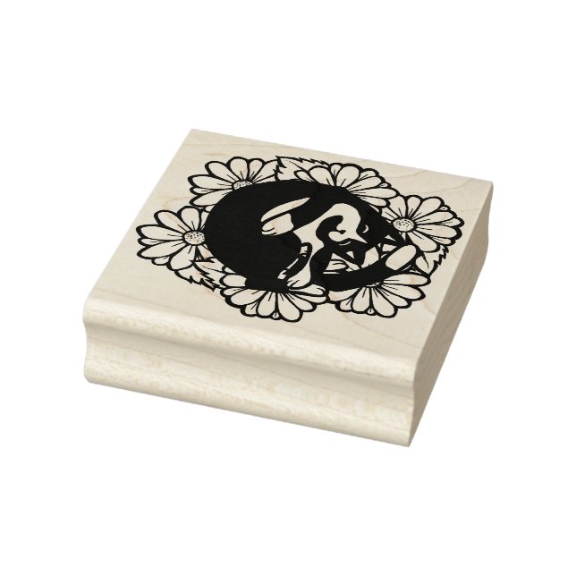 Tuxedo Cat Daisies Art                             Gummistempel (Stempel)