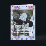 Tuxedo Cat Funny Birthday Sister Mister Cats Card Karte<br><div class="desc">Tuxedo Cat Niedliche lustige Schwester von einem anderen Mister Happy Birthday Best Friend Card. Entworfen aus einem meiner ursprünglichen Fotos,  ein Muss für alle Katzenliebhaber!.</div>