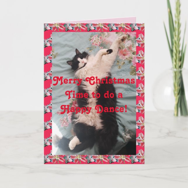 Tuxedo Cat Funny Frohe Weihnachts-Glückskarte Karte (Vorderseite)