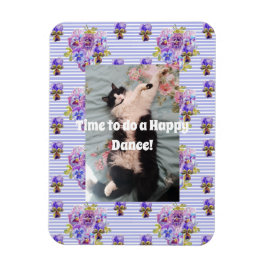 Tuxedo Cat Funny Niedlich Floral Happy Dance Magne Magnet