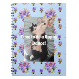 Tuxedo Cat Funny Niedlich Floral Happy Dance Noteb Notizblock