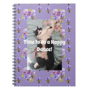 Tuxedo Cat Funny Niedlich Floral Happy Dance Noteb Notizblock