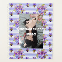 Tuxedo Cat Funny Niedlich Floral Happy Dance Planer