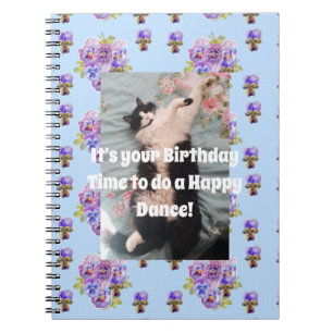 Tuxedo Cat Funny Niedliches BlumenNotebook Lila Notizblock