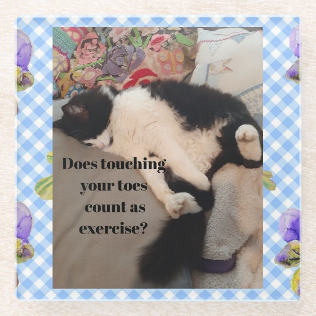 Tuxedo Cat Funny Zitat Schwarze und Weiße Katzen M Glasuntersetzer (Vorderseite)