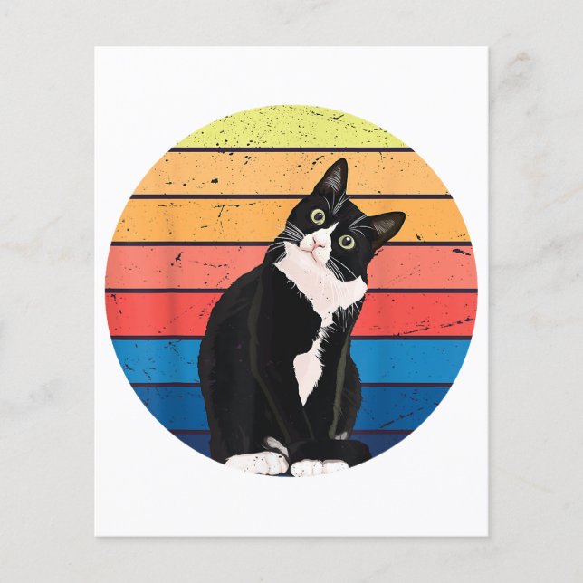 Tuxedo Cat Geschenk Retro Farben für Tierfreunde (Vorderseite)