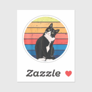 Tuxedo Cat Geschenk Retro Farben für Tierfreunde Aufkleber