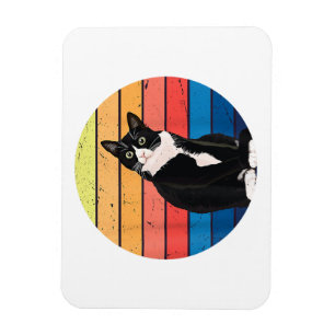 Tuxedo Cat Geschenk Retro Farben für Tierfreunde Magnet