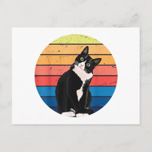 Tuxedo Cat Geschenk Retro Farben für Tierfreunde Postkarte