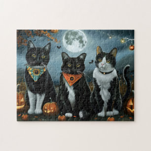 Tuxedo Cat Halloween Spooky
