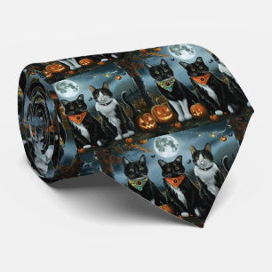 Tuxedo Cat Halloween Spooky Krawatte