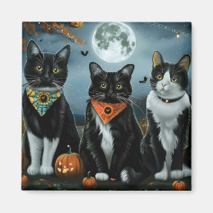 Tuxedo Cat Halloween Spooky Magnet