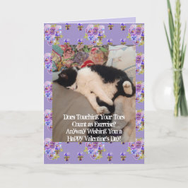 Tuxedo Cat Happy Valentines Day Touching Zehen Car Karte