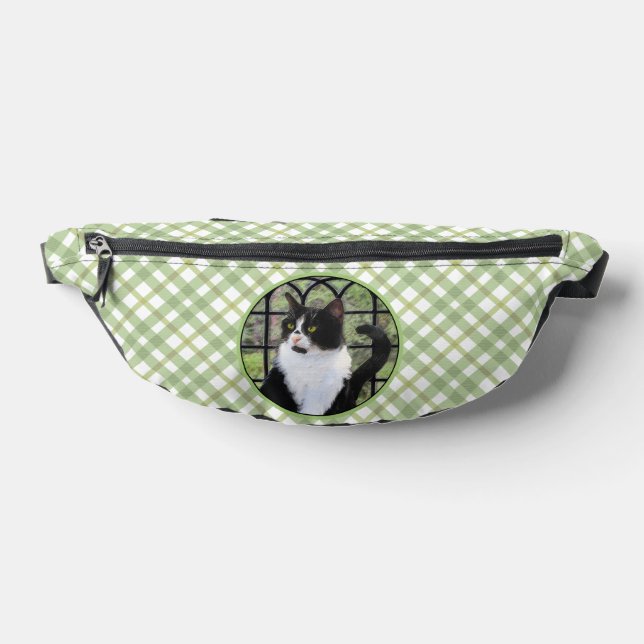 Tuxedo Cat in Window Painting Niedliche Originalku Bauchtasche (Ablage )