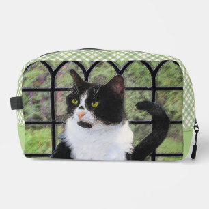 Tuxedo Cat in Window Painting Niedliche Originalku Waschbeutel