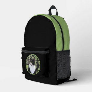 Tuxedo Cat in Window Painting Original Animal Art Bedruckter Rucksack