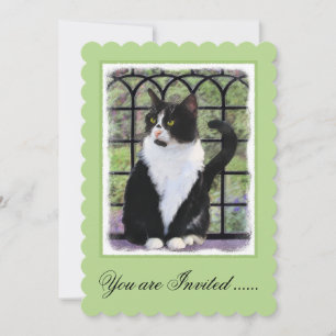 Tuxedo Cat in Window Painting Original Animal Art Einladung