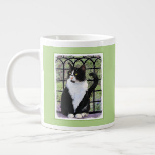 Tuxedo Cat in Window Painting Original Animal Art Jumbo-Tasse