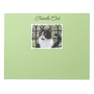 Tuxedo Cat in Window Painting Original Animal Art Notizblock