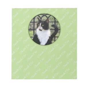 Tuxedo Cat in Window Painting Original Animal Art Notizblock