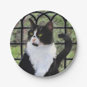 Tuxedo Cat in Window Painting Original Animal Art Pappteller