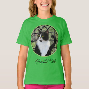 Tuxedo Cat in Window Painting Original Animal Art T-Shirt