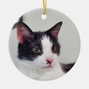 Tuxedo Cat Keramik Ornament