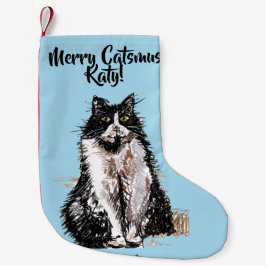 Tuxedo Cat Merry Catsmus Blue Christmas Strumpf Kleiner Weihnachtsstrumpf