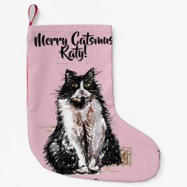 Tuxedo Cat Merry Catsmus Rosa Weihnachtsweih Strum Kleiner Weihnachtsstrumpf