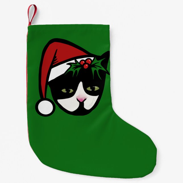 Tuxedo Cat Merry Christmas Kleiner Weihnachtsstrumpf (Vorderseite)