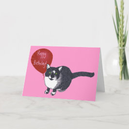 Tuxedo Cat mit Balloon Happy Birthday Cards Karte