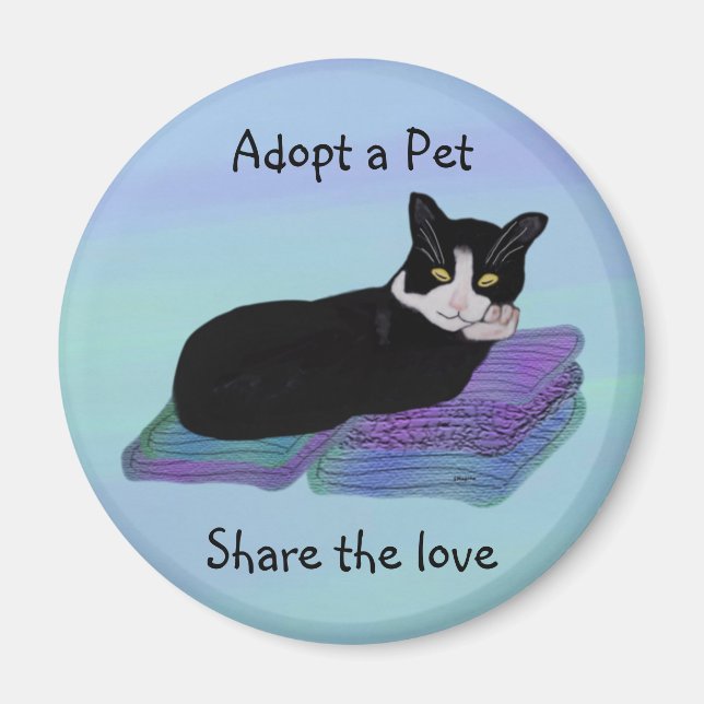 Tuxedo Cat Nickerchen Pet Adoption Magnete Magnet (Vorne)