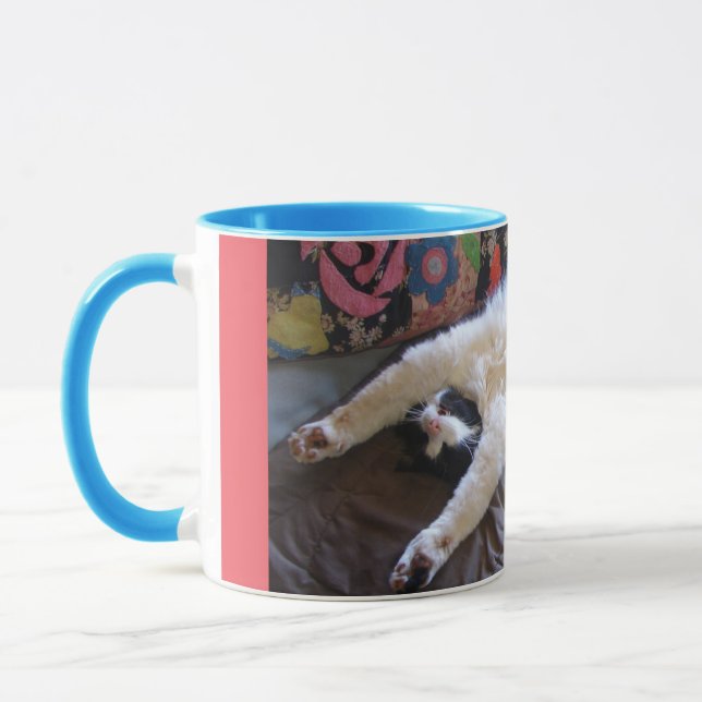 Tuxedo Cat Niedlich eine mexikanische Wave Tasse (Links)