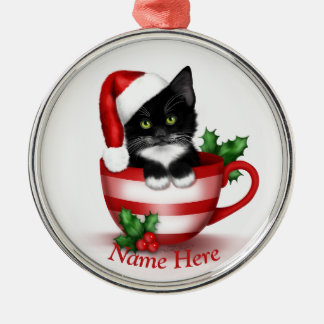 Tuxedo Cat Ornament / Personalisiertes Katzen Orna Aus Metall