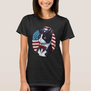 Tuxedo Cat Patriot USA 4. Juli Männer Frauen T-Shirt