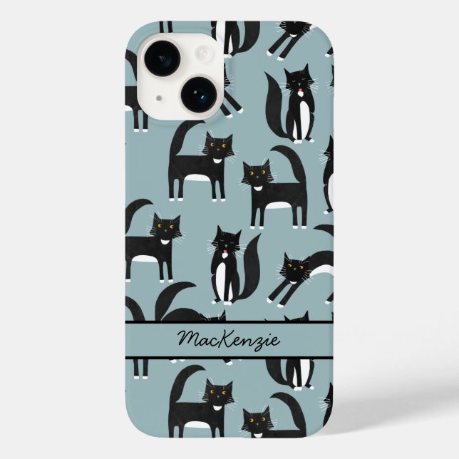 Tuxedo Cat Personalisiert Case-Mate iPhone 14 Hülle (Rückseite)