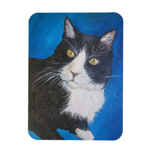 Tuxedo Cat Pet Art Magnet individuelle Geschenkopt (Vertikal)