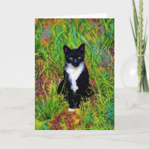 Tuxedo Cat Pop Art Note Card Karte