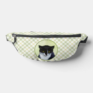Tuxedo Cat Portrait Malerei Niedliche Kunst Bauchtasche
