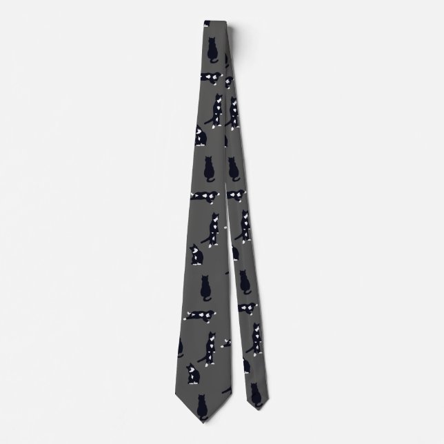 Tuxedo Cat Tie – Cute Black & White Cat Pattern on Krawatte (Vorderseite)