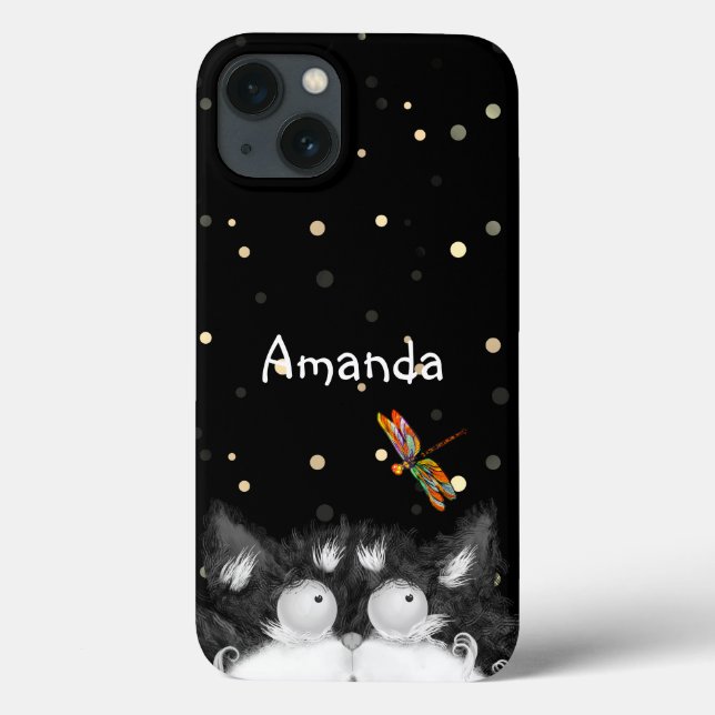 Tuxedo Cat überrascht von Dragonfly Case-Mate iPhone Hülle (Rückseite)