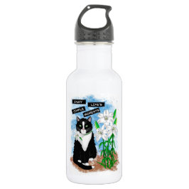 Tuxedo Cat und Lilies | Inspiration Zitat Edelstahlflasche