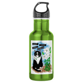 Tuxedo Cat und Lilies | Inspiration Zitat Edelstahlflasche