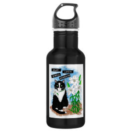 Tuxedo Cat und Lilies | Inspiration Zitat Edelstahlflasche