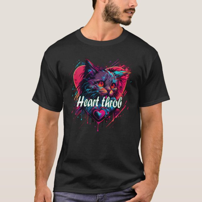 Tuxedo Cat Valentine's Day Heartthrob Cat T-Shirt (Vorderseite)