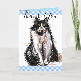 Tuxedo Cat Vielen Dank, dass Sie Schwarze und Weiß Karte