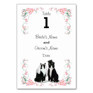 Tuxedo Cat Wedding (Text auf 1 Seite) Tischnummer