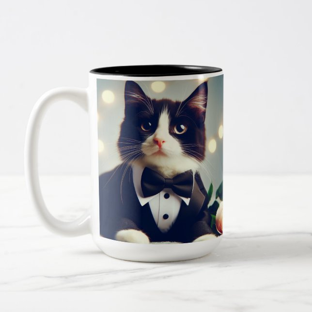 Tuxedo Cat Zweifarbige Tasse (Links)