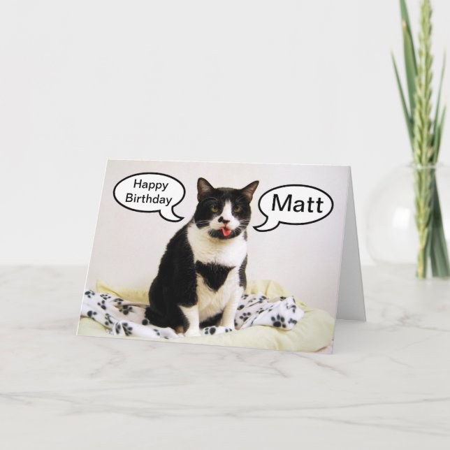 Tuxedo Chat Anniversaire Matt Carte Humour (Devant)